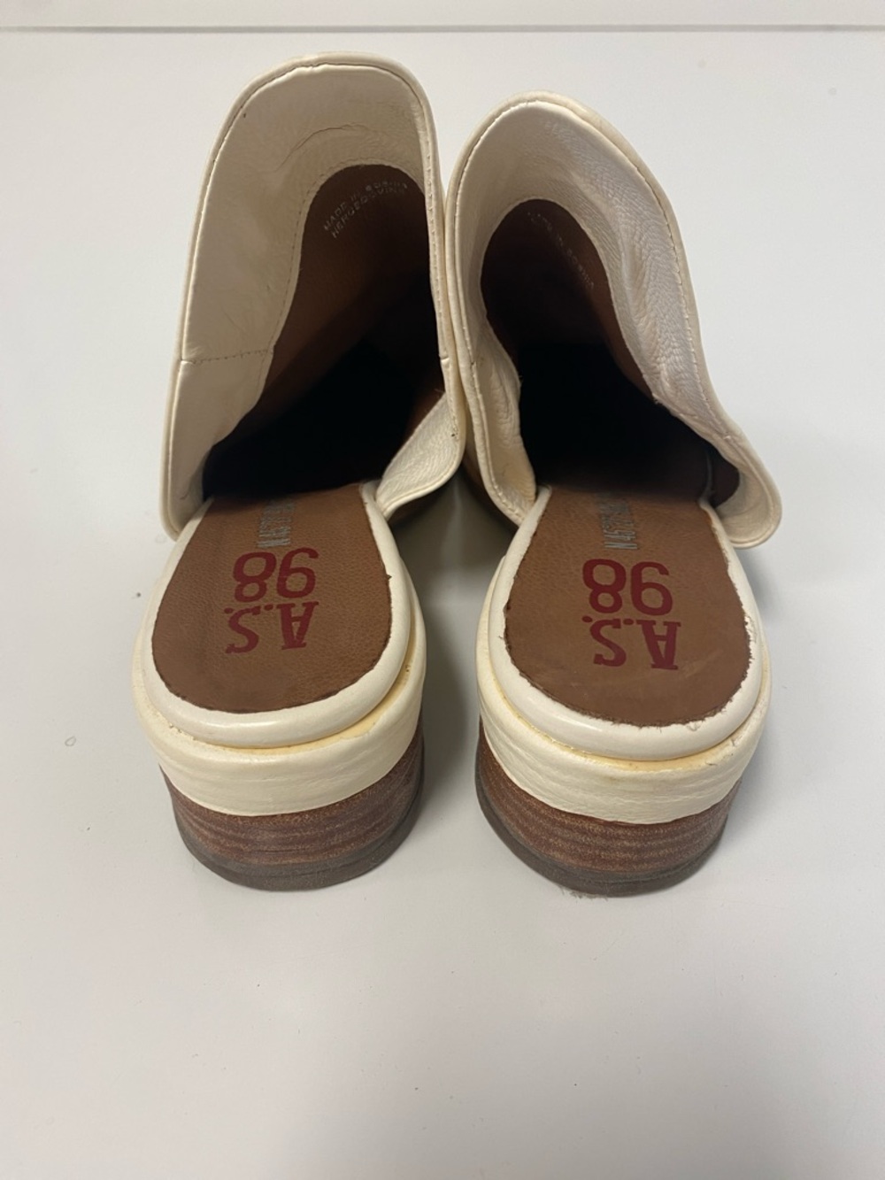 A.S.98 Ivory Leather Slip-On Mules - Picture 3 of 5